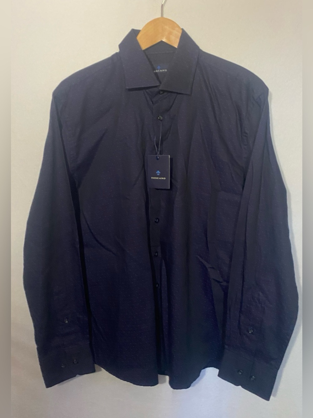 Toscano Men’s Long Sleeve Dress Shirt 100% Cotton Wineberry Size L NWT